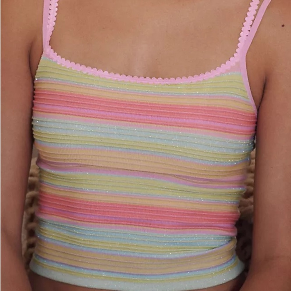 Anthropologie LyreBird Sparkle Striped Tank